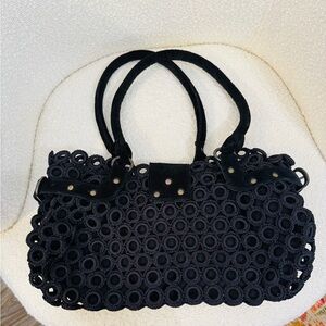 Elegant Black Crochet Handbag